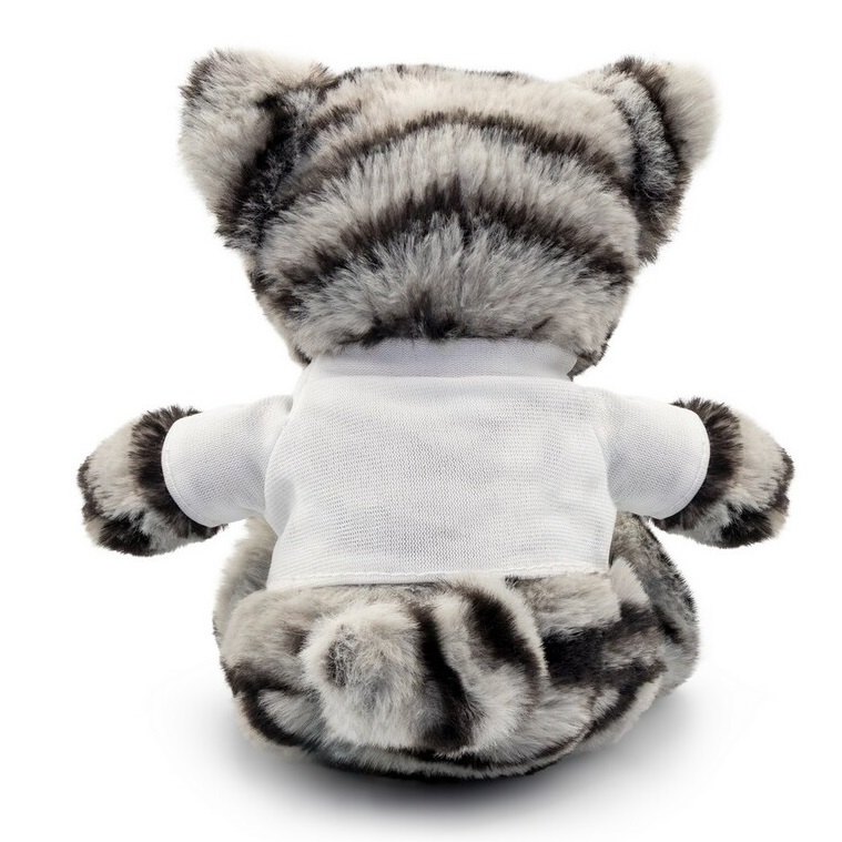 Pluszowy kot z białą koszulką do nadruku